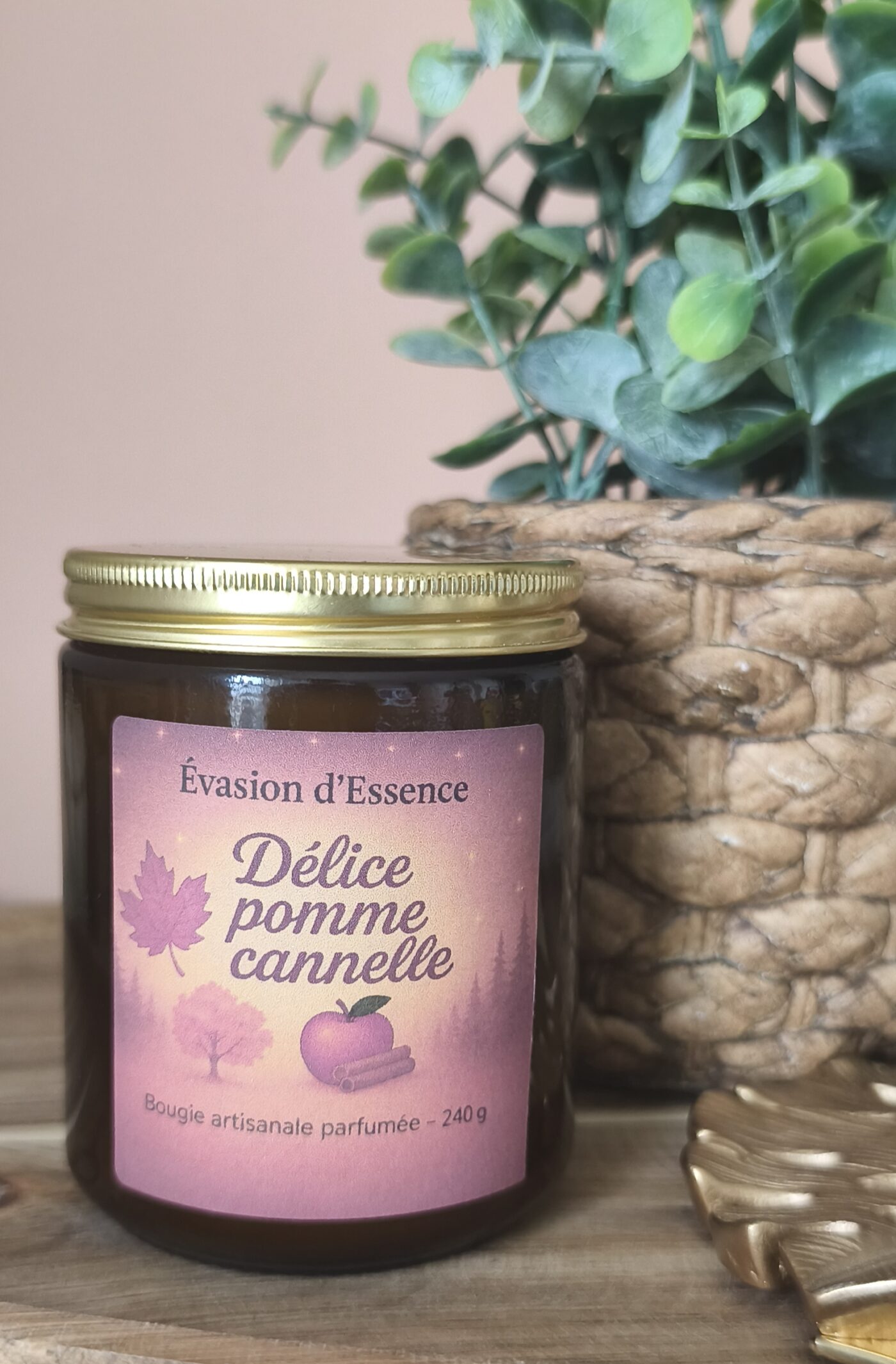 Bougie Artisanale-Délice pomme cannelle
