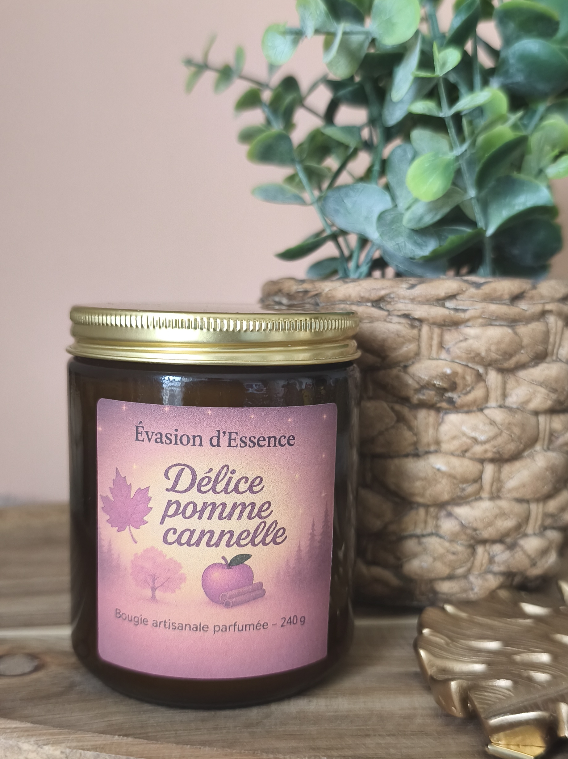 Bougie Artisanale-Délice pomme cannelle